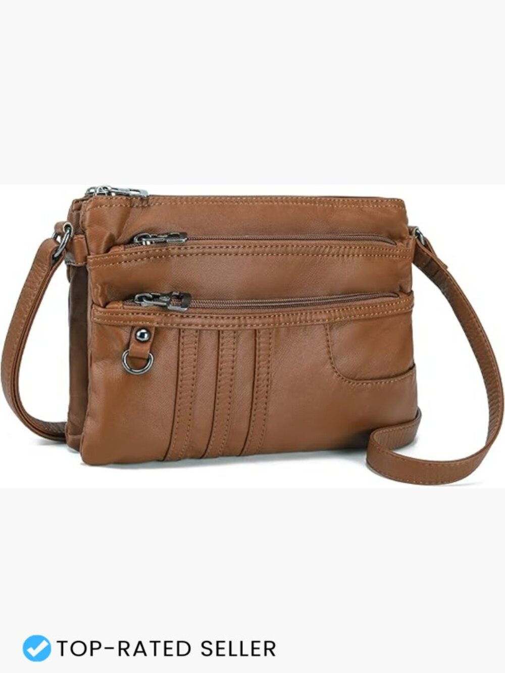 Faux Leather Crossbody Purse with Multiple Pockets Adjustable Strap Travel